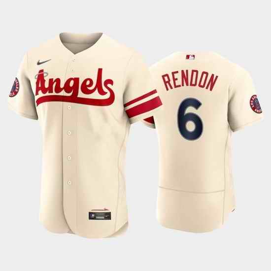 Men Los Angeles Angels 6 Anthony Rendon 2022 Cream City Connect Flex Base Stitched Jersey